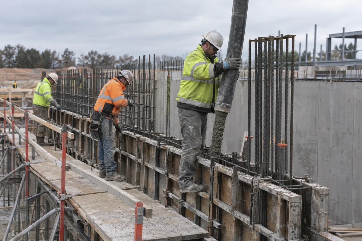 Commercial Concrete Foundations active worksite overview in Fredericton
