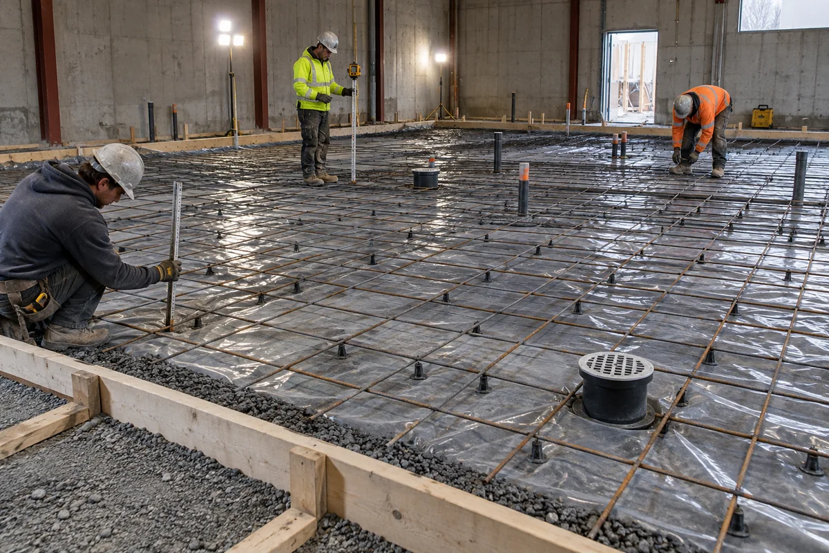 Commercial Concrete Slabs active worksite overview in Fredericton