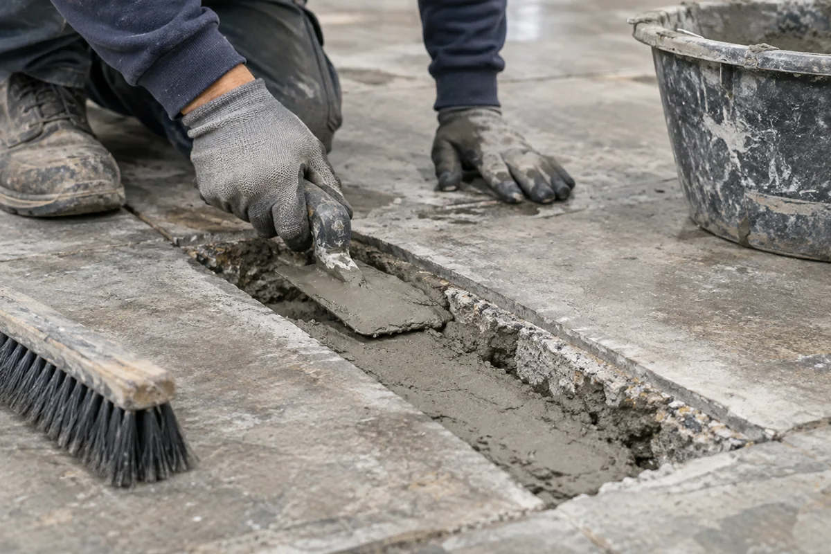 Concrete Repair and Resurfacing active worksite overview in Fredericton