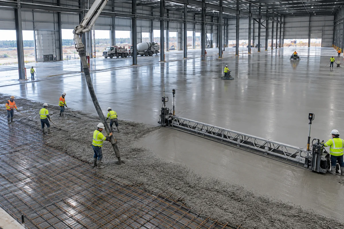 Industrial Warehouse Floors active worksite overview in Fredericton