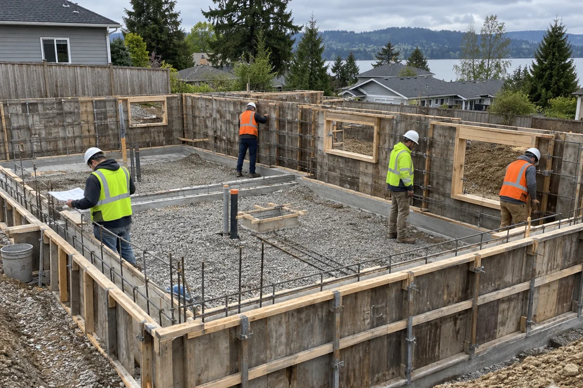 Residential Concrete Foundations active worksite overview in Fredericton